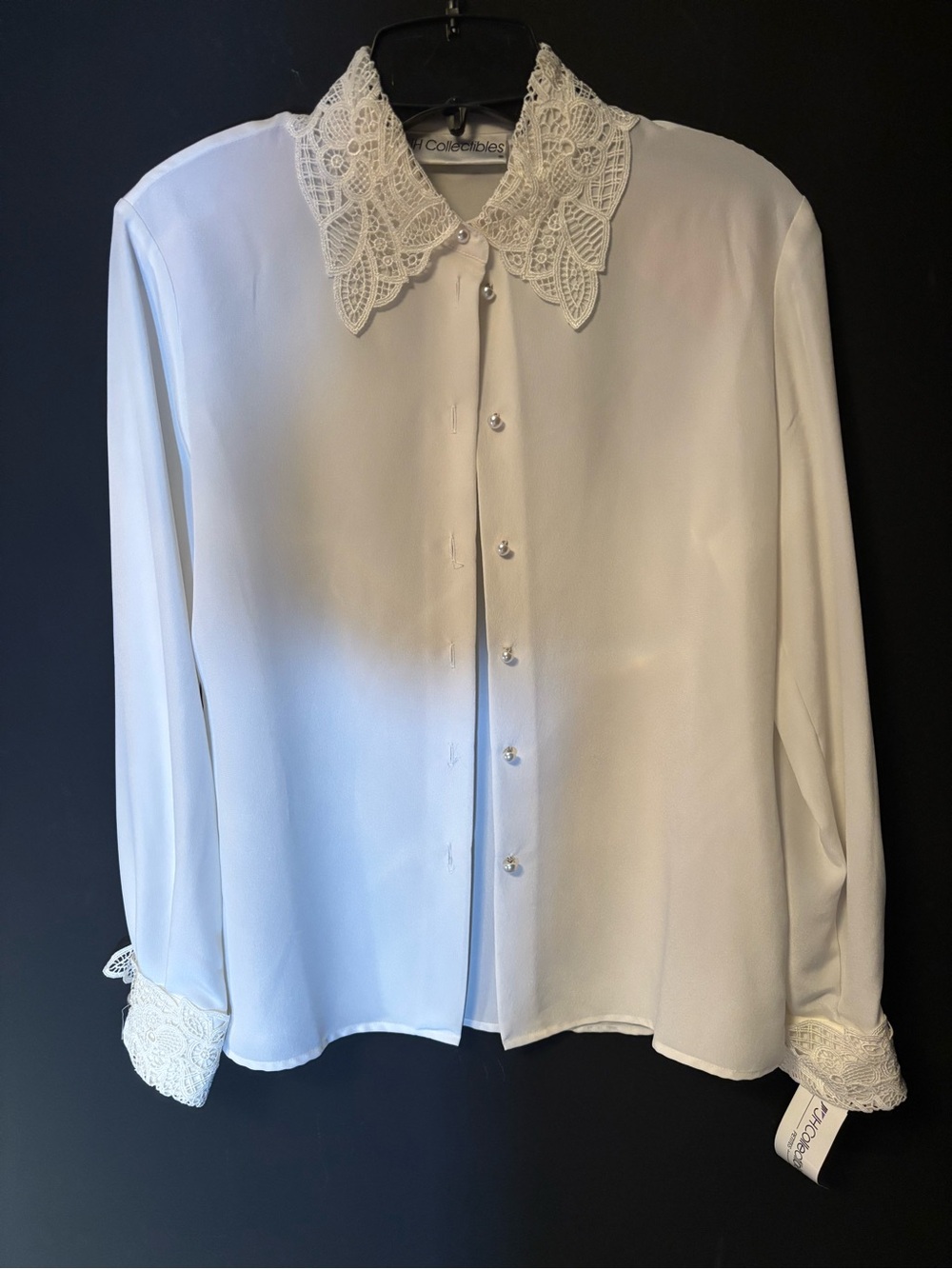 JH Collectibles White Lace Collar & Cuff Button-Up Blouse-4P